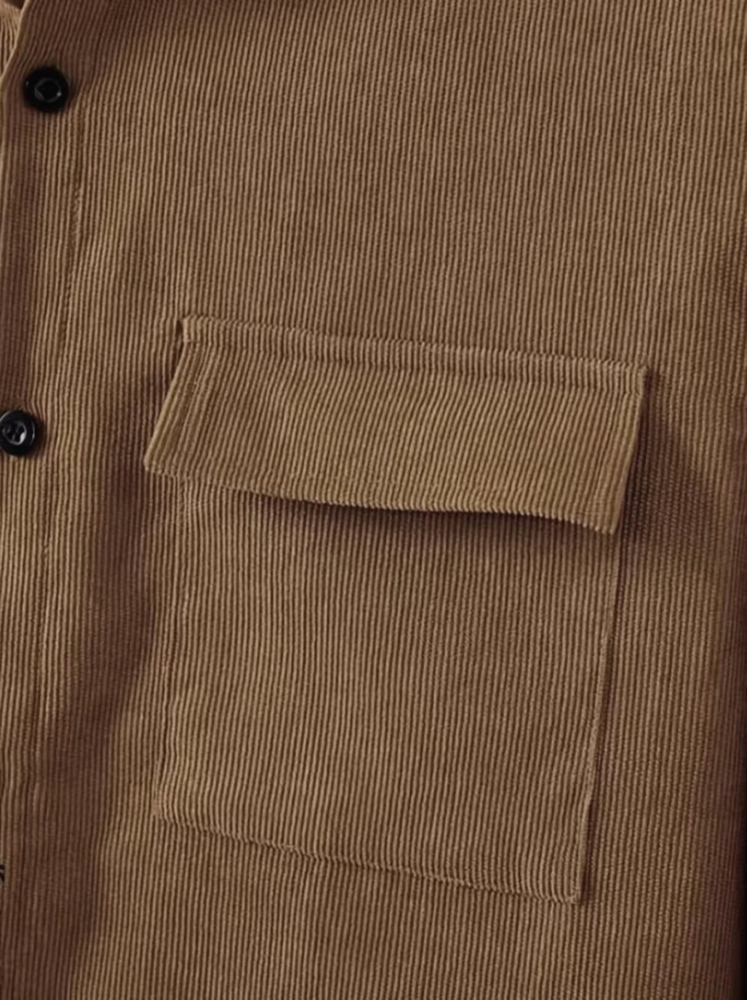 Mens solid color corduroy set long sleeved shirt and pants casual 250409