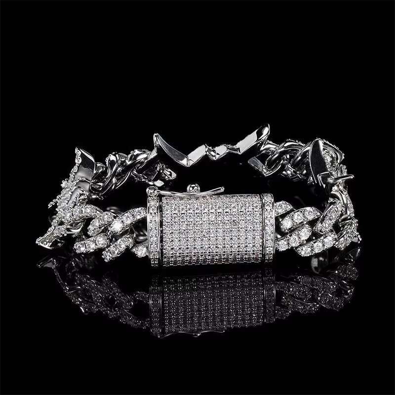 Fashion Silver Cuban Link Chain Bracelet Custom Iced Out Bracelet for Women