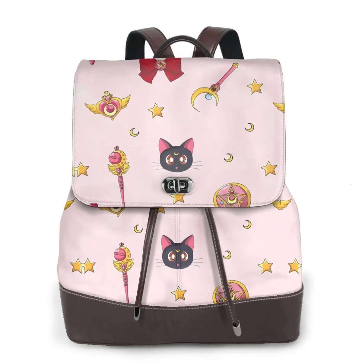New Women's Multifunction Sailor-Moon Backpack Casual Leather School For Girls Fashion Travel Shoulder Bag
