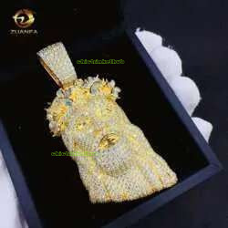 Fashion Vvs Moissanite Gold Plated Sterg Sier Jesus Head Pendant for Hip Hop Jewelry 10.20.15 necklace