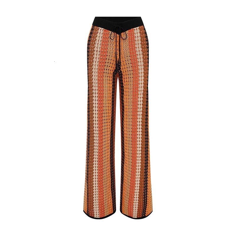 New casual suit womens knitted striped long pants short sleeved hooded dress