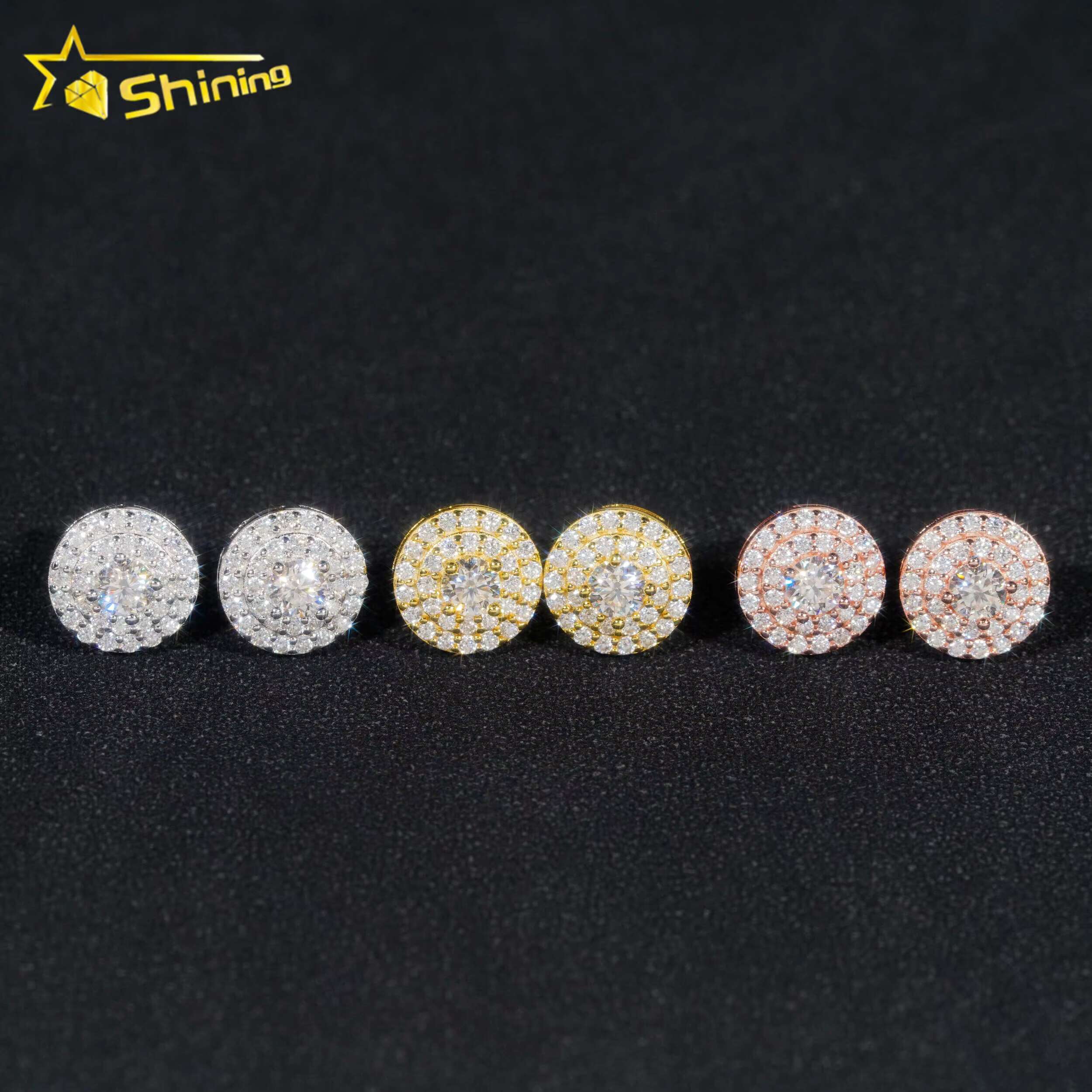 Hot Selling Jewelry Earrings Screw Back Moissanite Diamond Certified 925 Sterling Silver Stud Earrings