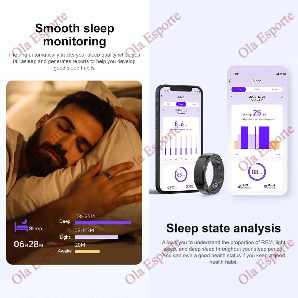 Smart Ring Military Grade Steel Smart Rings for Women Men Health Monitoring IP68 3ATM Waterproof Multi-sport Mode 250322