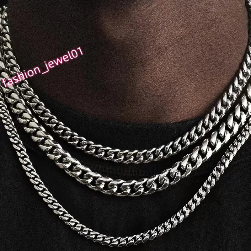 Basic Punk Stainless Steel 357mm Curb Cuban Necklaces For Men Women Black Gold Color Link Chain Chokers Solid Metal Jewelry