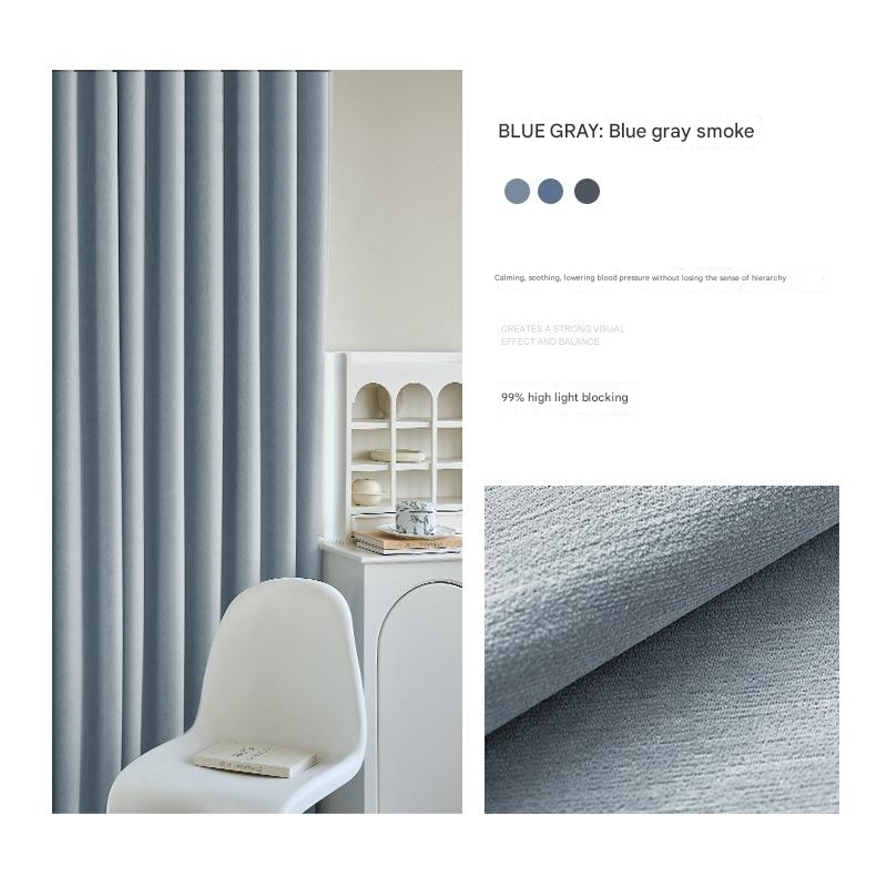 A948 Japanese style full blackout curtain thickened living room bedroom bay window macaron fabric balcony light luxury cotton linen chenille