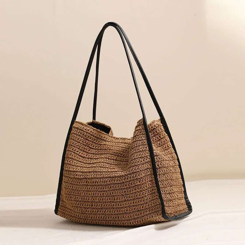 2025 Paper Rope Woven Straw Women's Large Capacity Shoulder Summer Fashion Female Beach Bag Bali Shopper Tote