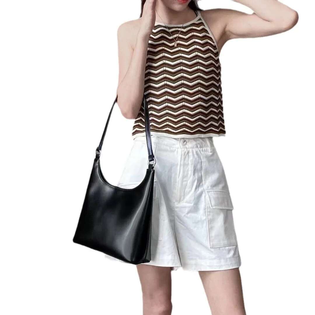 2024 New Style Simple Sense Women's Single Shoulder Underarm Red Cow Leather Versatile Crossbody Bag Fashionable Handbag