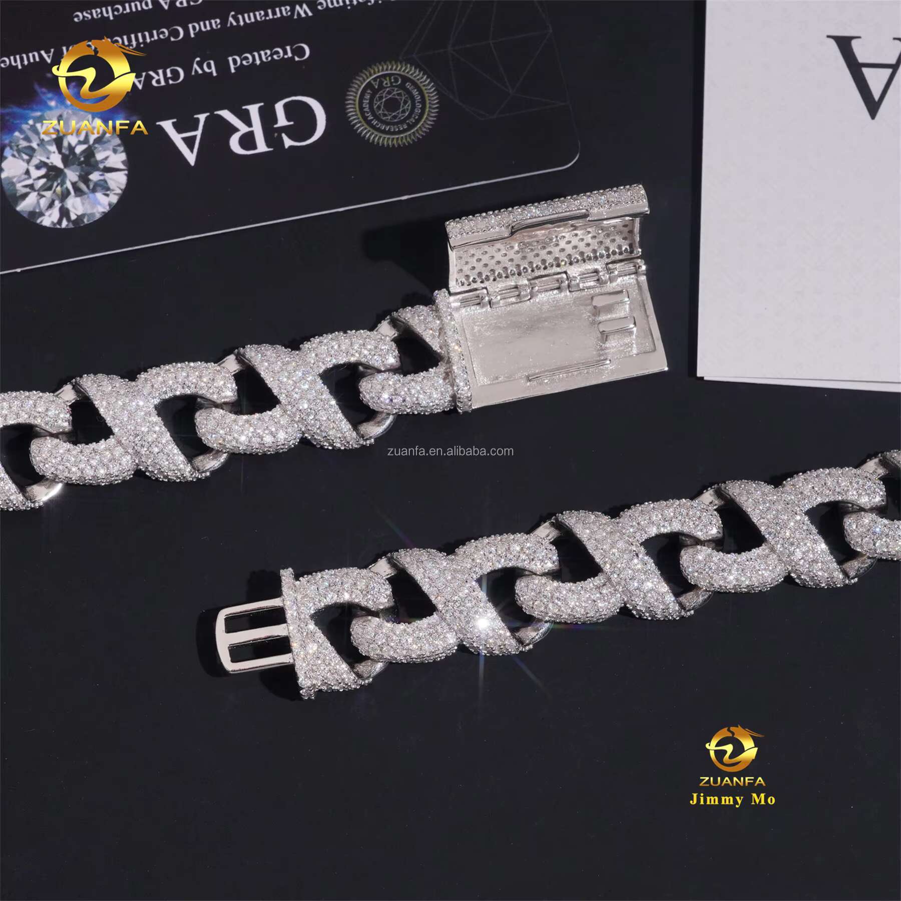 Custom Made 15mm Big Guy Rapper Jewelry GRA S925 Silver Iced Out Hip Hop Moissanite Diamond Miami Cuban Link Infinity Chain