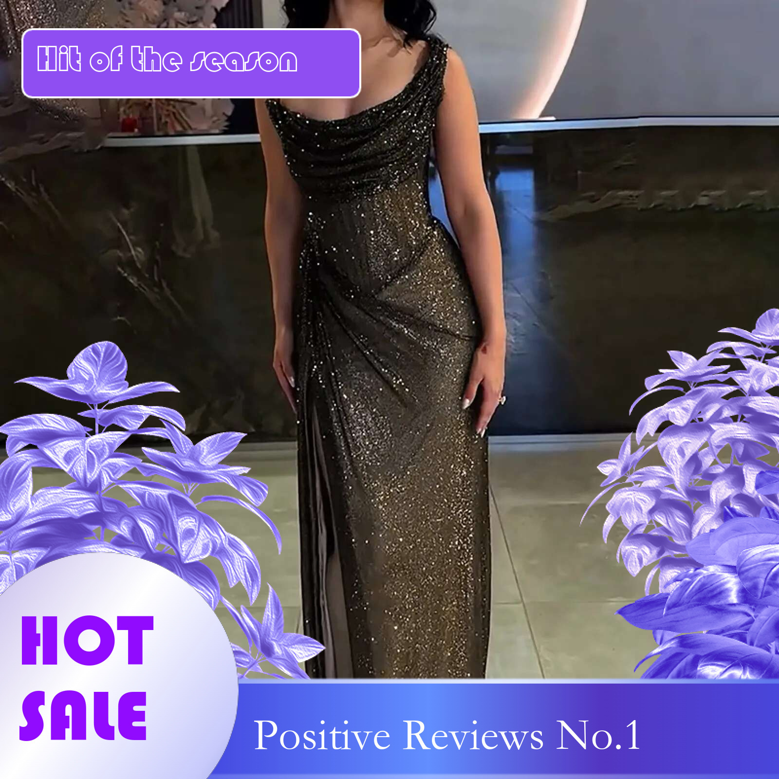 Dongdumaoyi Club Party Sequin Long Dress Fashion Asymmetric Slim Off Shoulder Ladies Sexy Sleeveless Hollow Out Cocktail