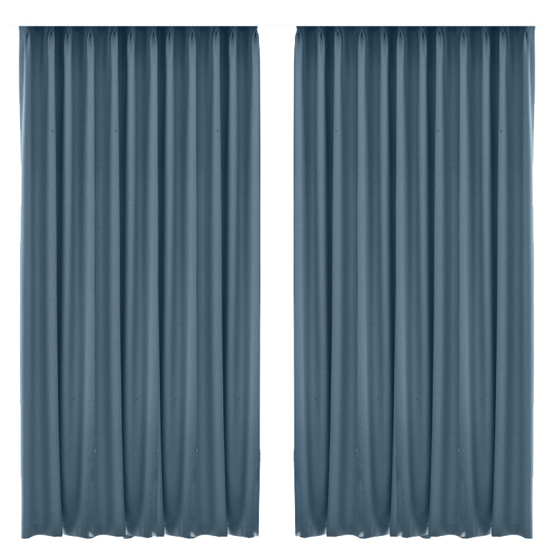 D14 New Taikoo Li curtain modern simple solid color imitation cotton and linen blackout living room bedroom hotel engineering cloth