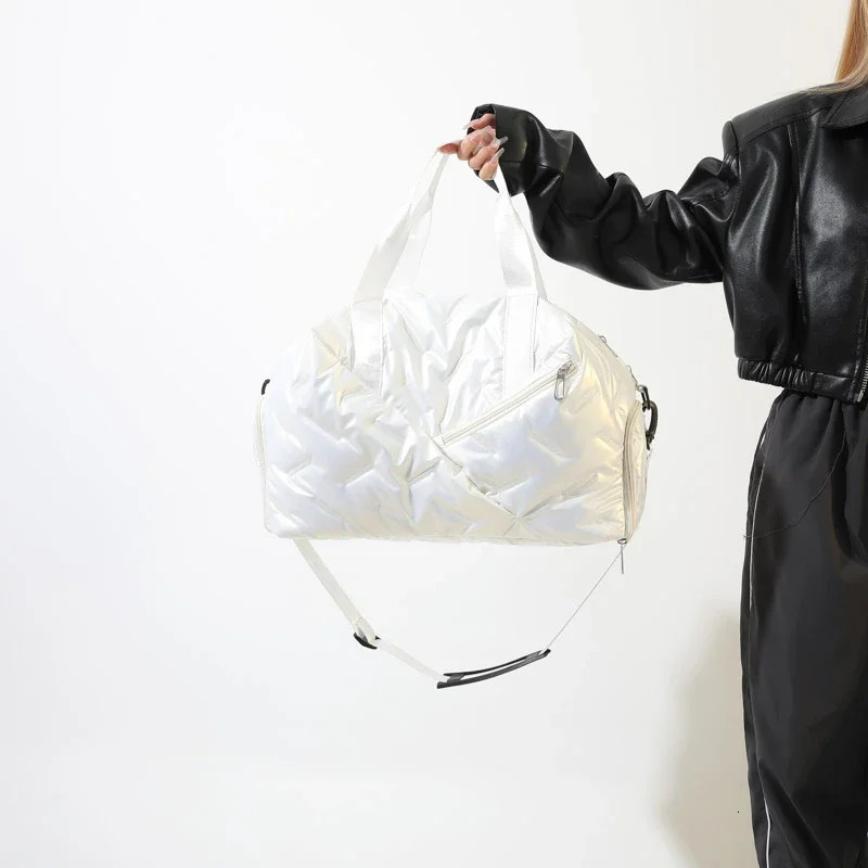 Winter Style Glossy PU Large Hand Tote Bags Multiple Pockets Large Capacity Casual Travel Bags Fashion Simple Versatile 250408