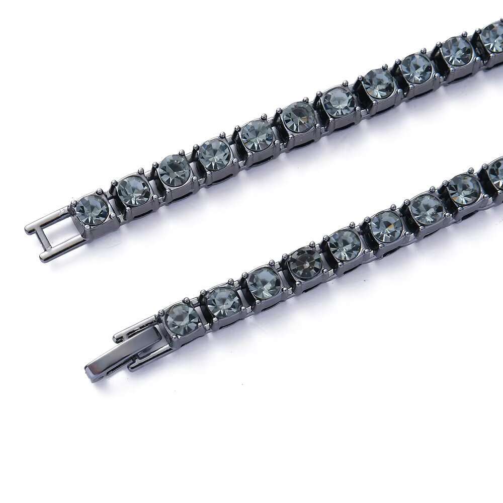 2025 gray tennis chain cubic zirconia rap singer necklace zinc alloy men's and women's accessories