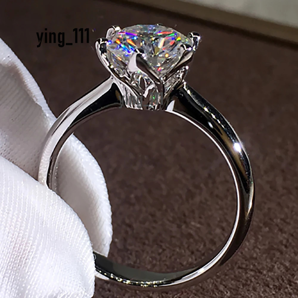 Custom Solid 18K Au750 White Gold Women Wedding Party Engagement Ring 1 2 3 4 5 Ct Round Moissanite Diamond Ring Classic