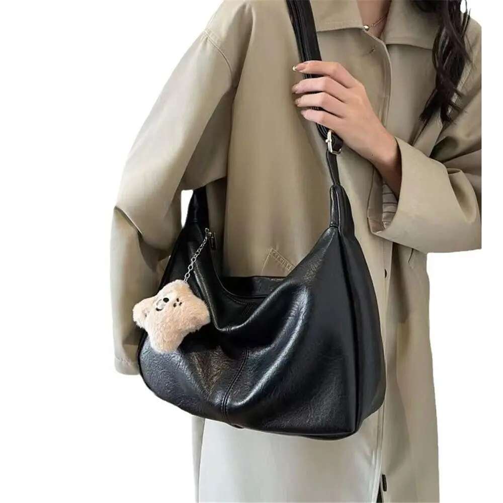 Trendy Slouchy Shoulder For Women PU Leather Large Capacity Ladies Hobo Tote Retro Underarm Bag