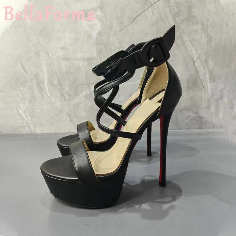 Women's Platform Fish Mouth Sandals Classic Simple Sexy Mature Design Catwalk Banquet Dress Cross Strap Open Toe High Heels