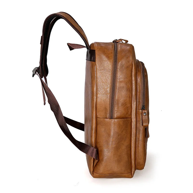 Men Backpack PU Leather Bagpack Large Laptop Backpacks Male Mochilas Casual Schoolbag For Teenagers Boys High Quality Rucksack 250407