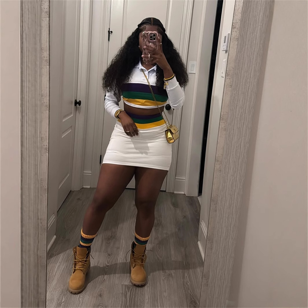 2025S Designer Women S New Fashion Striped Contrasting Slim Fit Sexy Spicy Girl Lapel Top Hip Hing Short Skirt Set