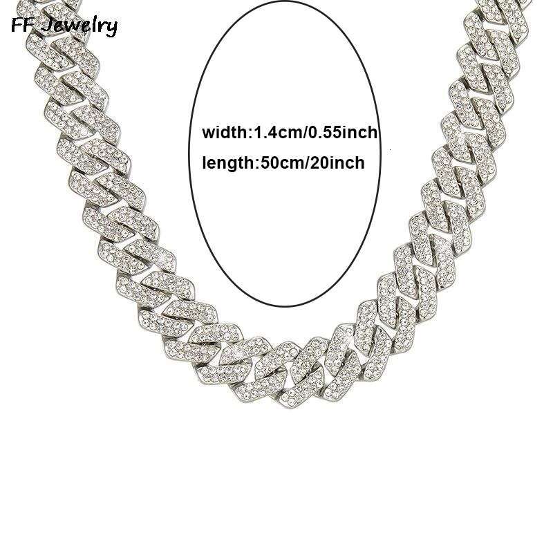 18/20/24inch Cuban Link Chain Hip Hop Men Necklace iced out paris chain 2 Row Rhinestone Paved Miami Rhombus Cuban men Necklace