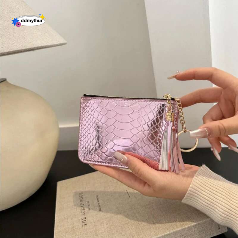 Fashion Crocodile Print Glossy Mini Cute Purse PU Small Wallet for Women Portable Card Holder ID Bag Key Coin Pouch ddmythur