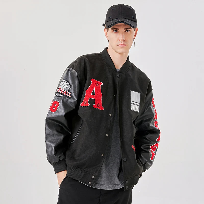 Mens school team jacket Letterman ed baseball woolartificial leather bomber unisex autumn and winter 250409