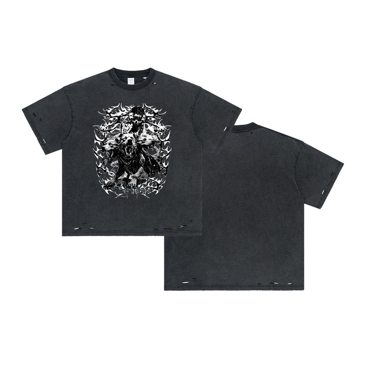 New products spring and summer 2025: distressed, cut, damaged, printed, washed water for American fashion brand plus size men's t-shirt