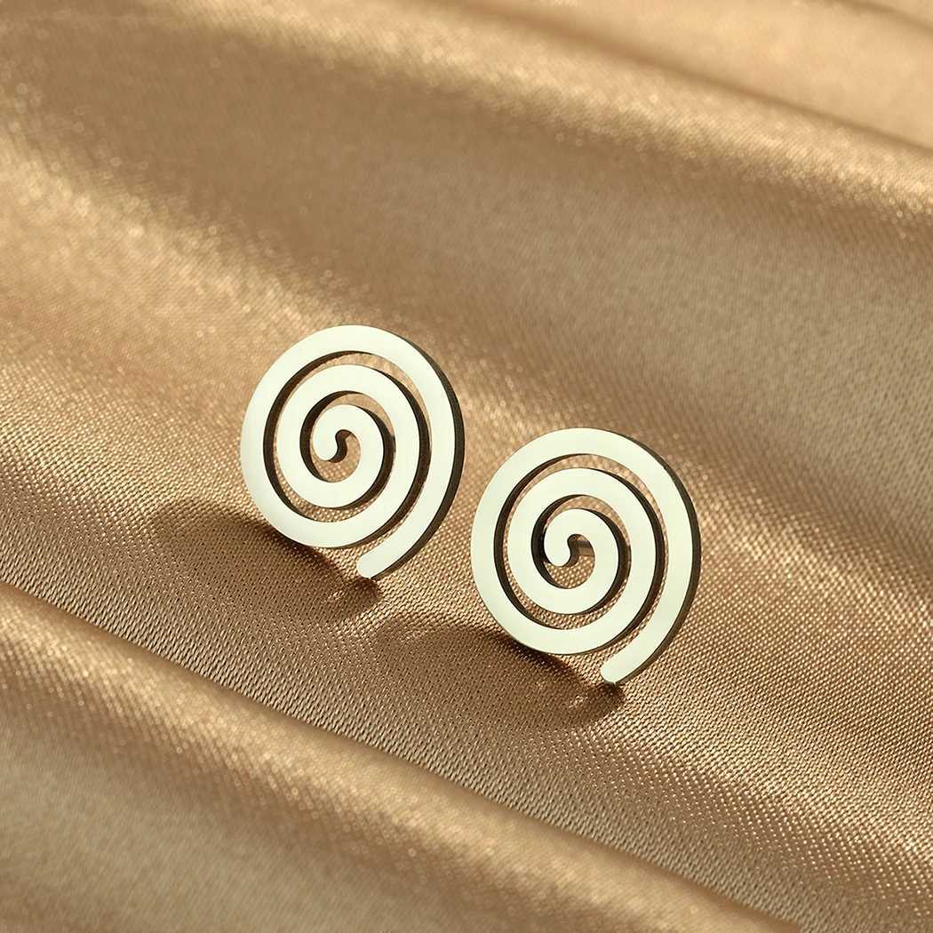 Gold Color Tiny Spiral Stud 316L Stainless Steel Fashion Earrings for Women Small Unisex Metal Celtic Spiral Jewelry Black Punk Z250408