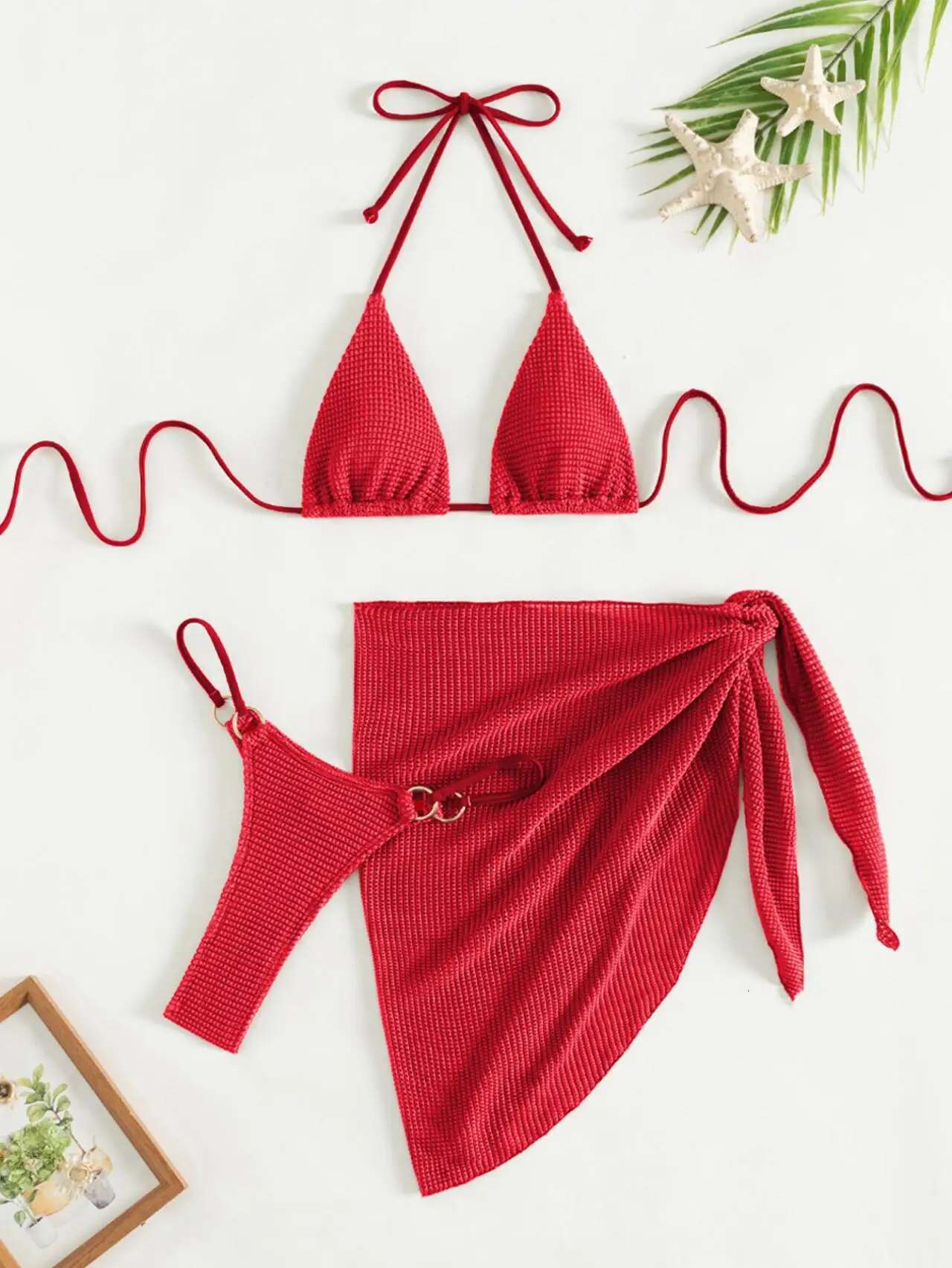 Sexy Brown Bikini Set 2024 Women Halter Push Bra Skirt 3 Piece Swimsuit Summer Bathing Suit Cover Up Thong Swimwear Biquini