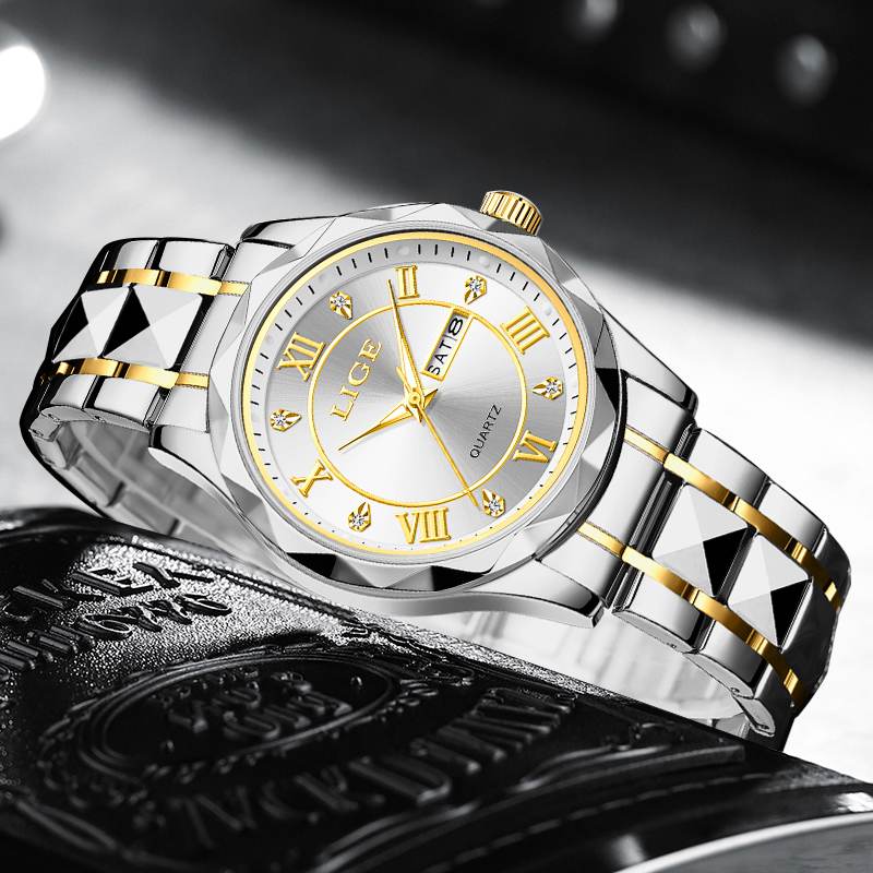 LIGE Men's Quartz Watch Men's Classic Traditional Watch Stainless Steel strap Men's Casual Waterproof Watch Youth Fashion Watch Student