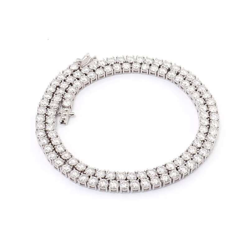 Hot Sale Stock 5mm 6mm Silver Tennis Chain Bracelet Necklace VVS Moissanite Prong Setting Iced Out Hiphop Tennis Chain for Men