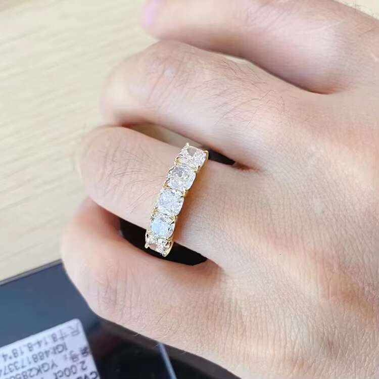 New Fashion 14K 18K Gold Oval Moissanite Stones Setting Full Eternity Band Wedding Ring Jewelry