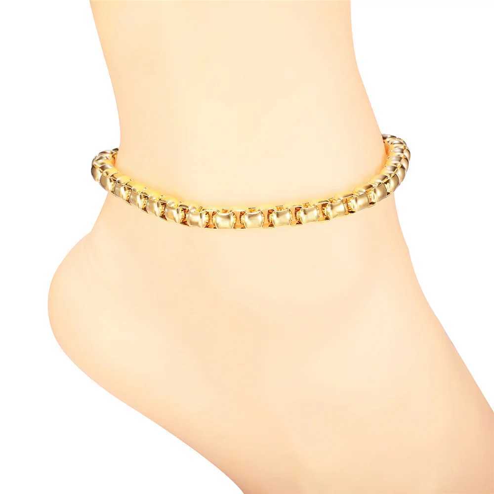 Vintage Ankle Bracelet For Women Bohemian Gold Color Cuban Anklets Summer Beach Girls Barefoot Leg Chain Boho Jewelry Z250408