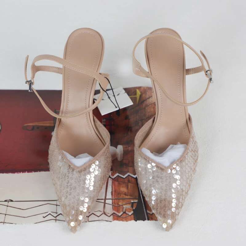 Sequins Women Pumps for Bridal Wedding Elegant Ankle Strap Sexy super High Heel Shoes Female Designer Sgback Footwear