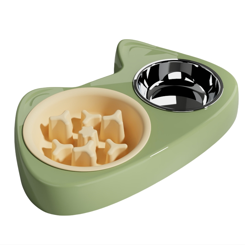 Dog Bowl Removable Stainless Steel Pet Slower Food Bowl Anti-choking Food Water Feeder For Dogs Cat Accessories
