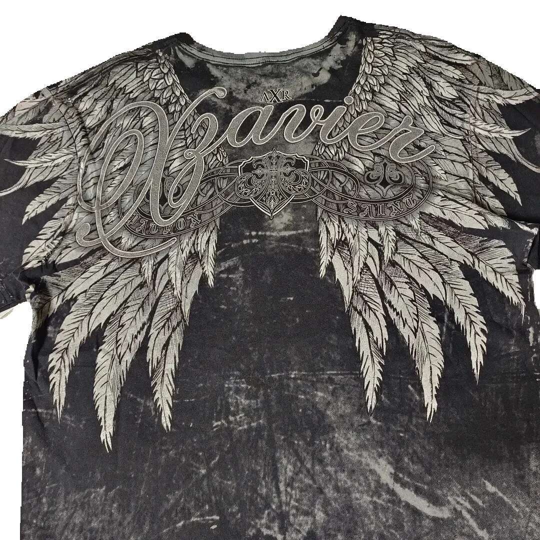 Xtreme popular men's Y2K fashion skull print short sleeved hard boat high street Gothic cotton T-shirt