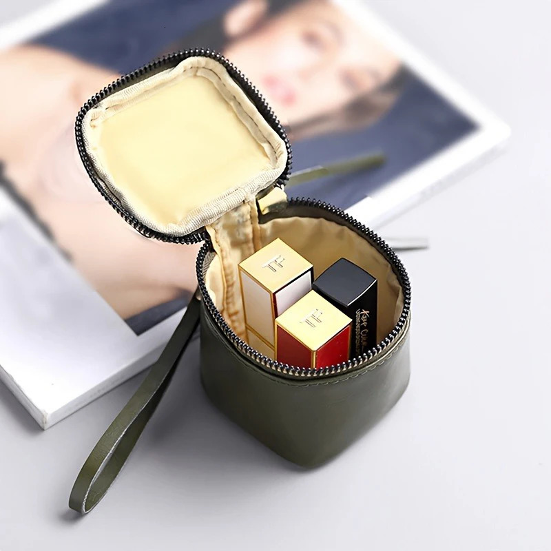 Chic PU Cube Clutch Mini Zipper Makeup Box for HandbagBackpack Decoration Jewelry Storage Fashion 250408