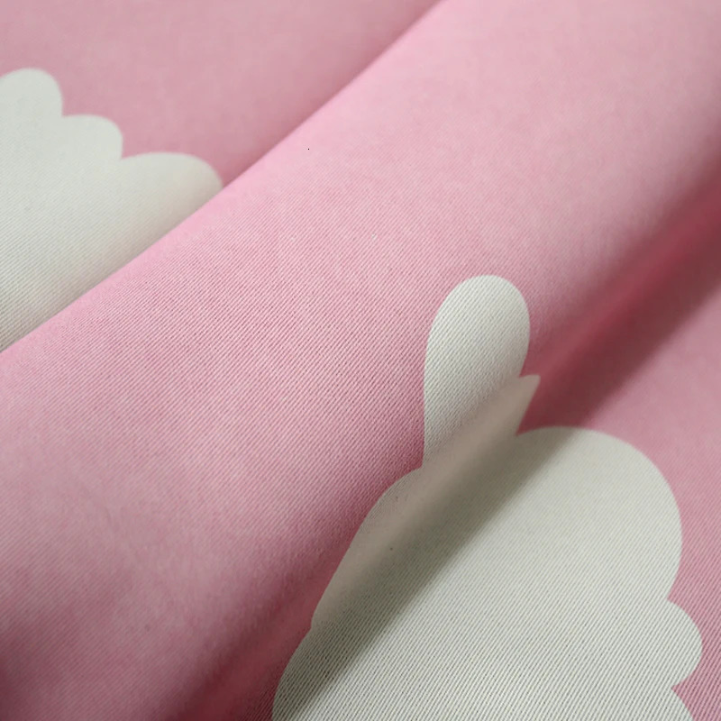 ICECUR Korean style cartoon childrens blackout curtains with white cloud printing for childrens bedrooms living rooms girls rooms curtains 250409