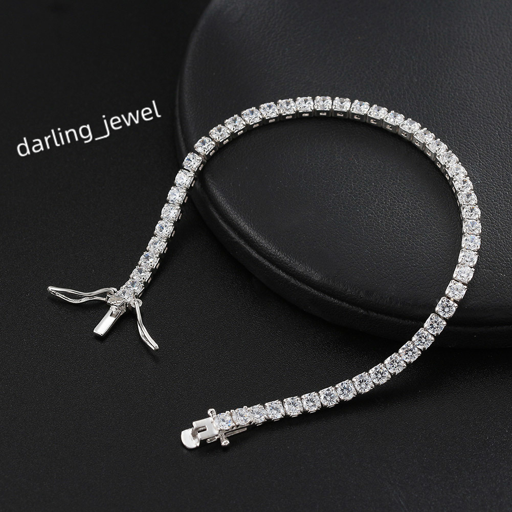 RINNTIN SB94 3mm Cubic Zirconia 925 Sterling Silver Bridal Wedding Jewelry Women Men Diamond 3A CZ Tennis Bracelet