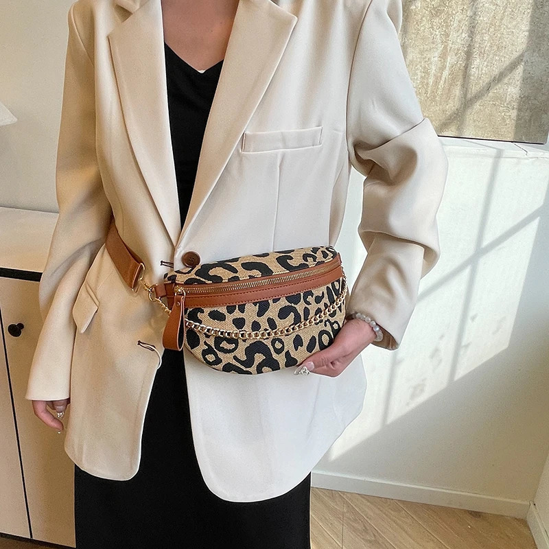Leopard Print PU Waist Bag Fanny Pack Woman Chest Pack Belt Bag phone Purse Fashion Lady Shoulder Crossbody Bags 251107