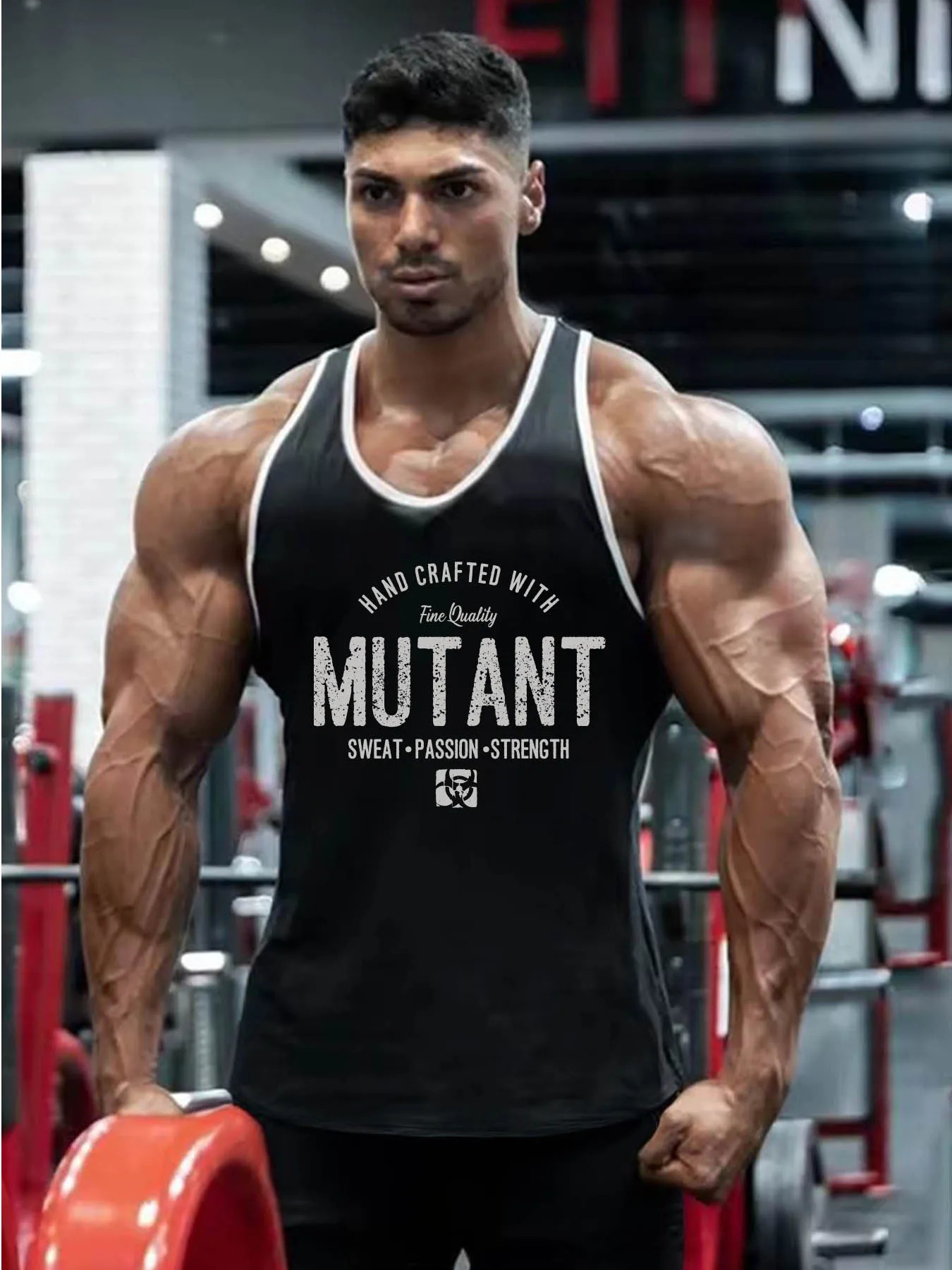 Summer fitness vest suitable for mens quick drying breathable and stretchable sleeveless Tshirt fashionable sweetheart 250409