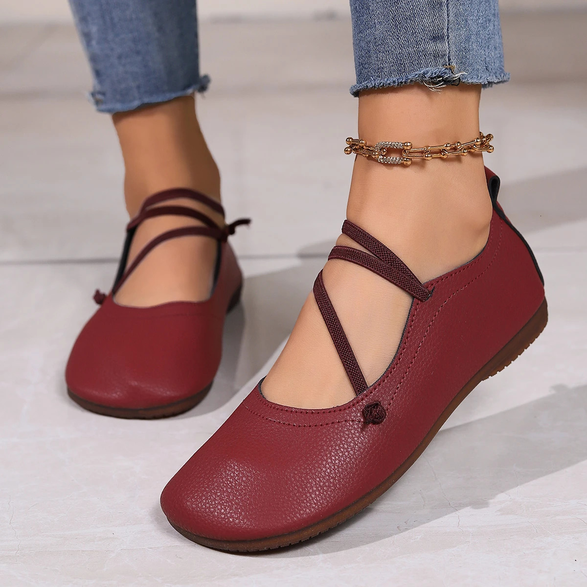 Casual Flat Single Shoes er Woman Square Toe Japanned Leather Flats Vintage Narrow Band Loafers Shoes 250402