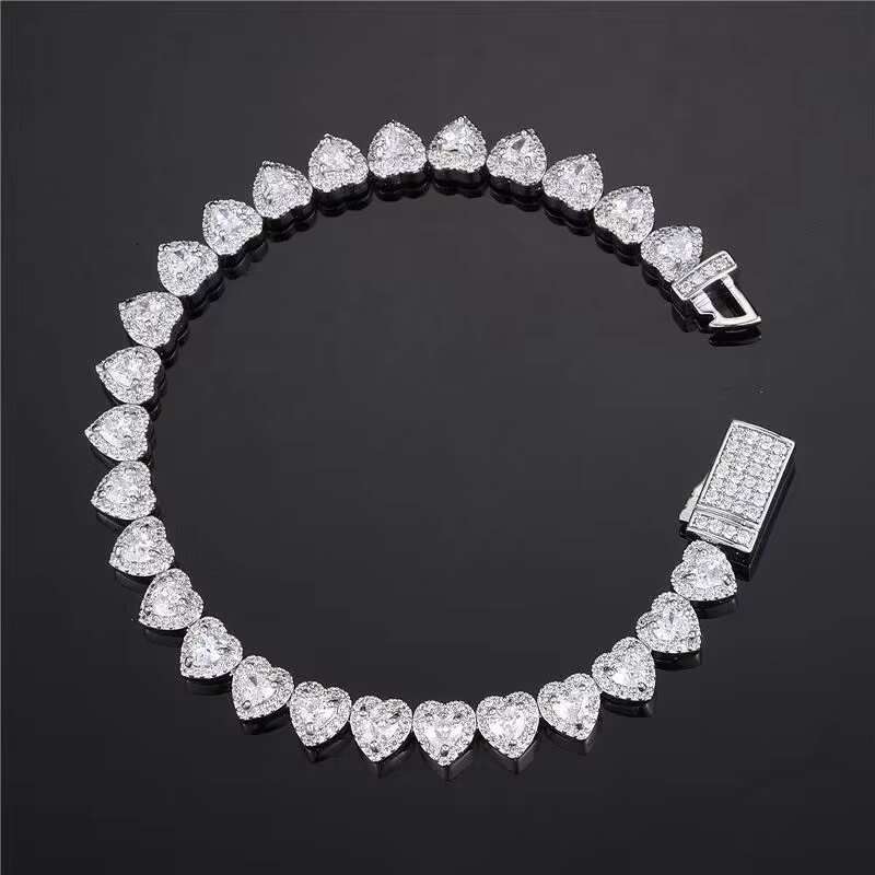 Fine Jewelry Heart Cut VVS Moissanite Necklace Men Women 925 Silver Diamond Necklace