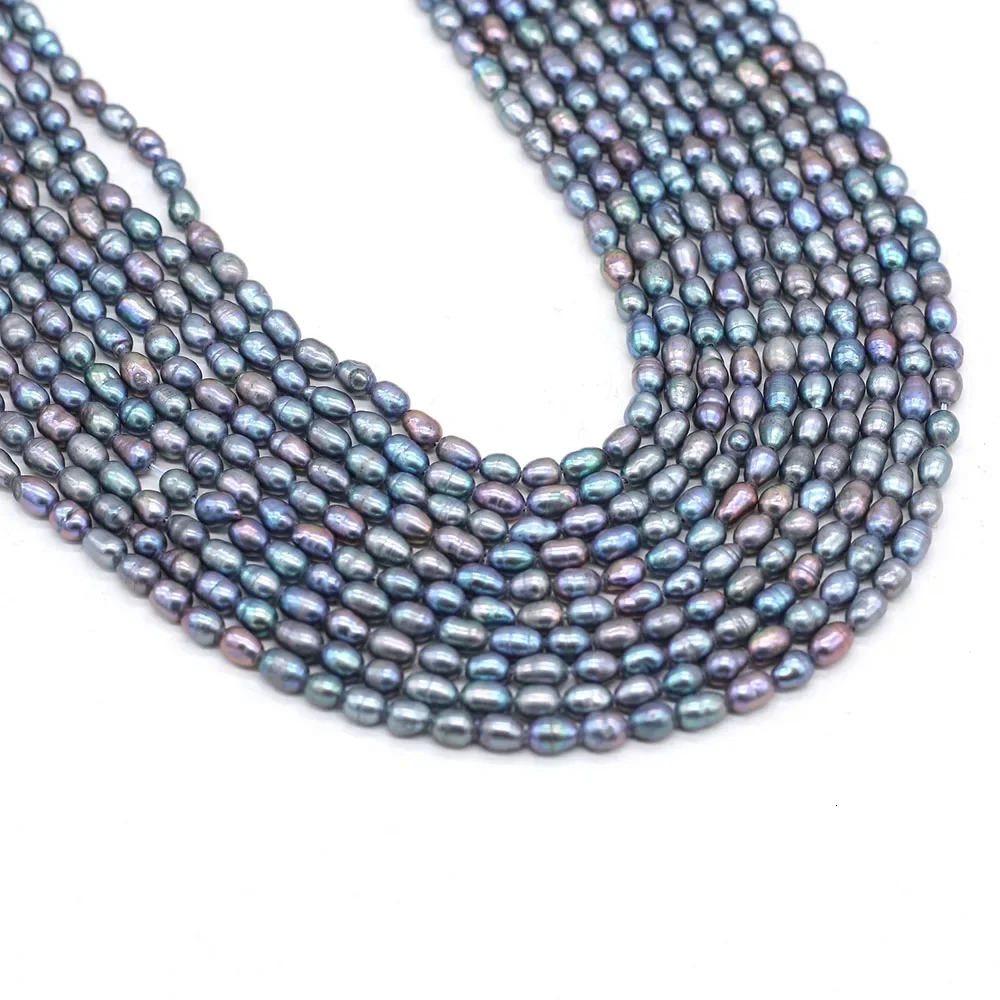 AA High Quality Natural Freshwater Black Pearl Rice Loose Bead Gift for Jewelry Making DIY Charms Bracelet Necklace Accessories 251131