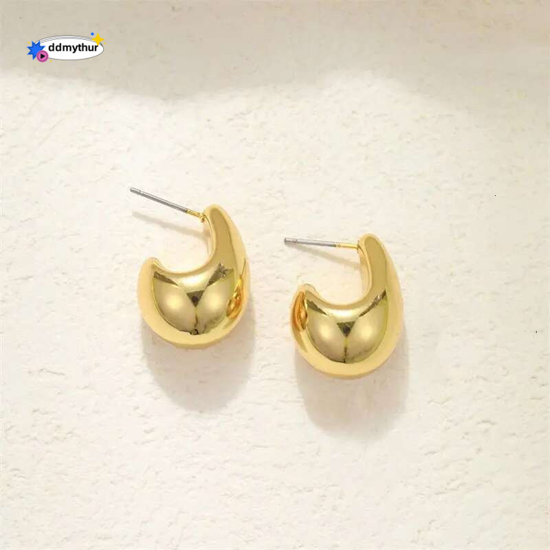 Vintage Chunky Dome Drop Earrings For Women Golden Color Stainless Steel Thick Teardrop Earring Statement Wedding Jewelry Gift ddmypanda ddmythur