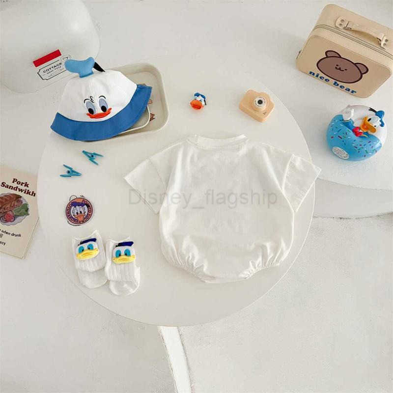 Disney Newborn baby clothes summer thin set bag fart clothes cute and super cute Donald Duck outdoor baby jumpsuitXJ250409