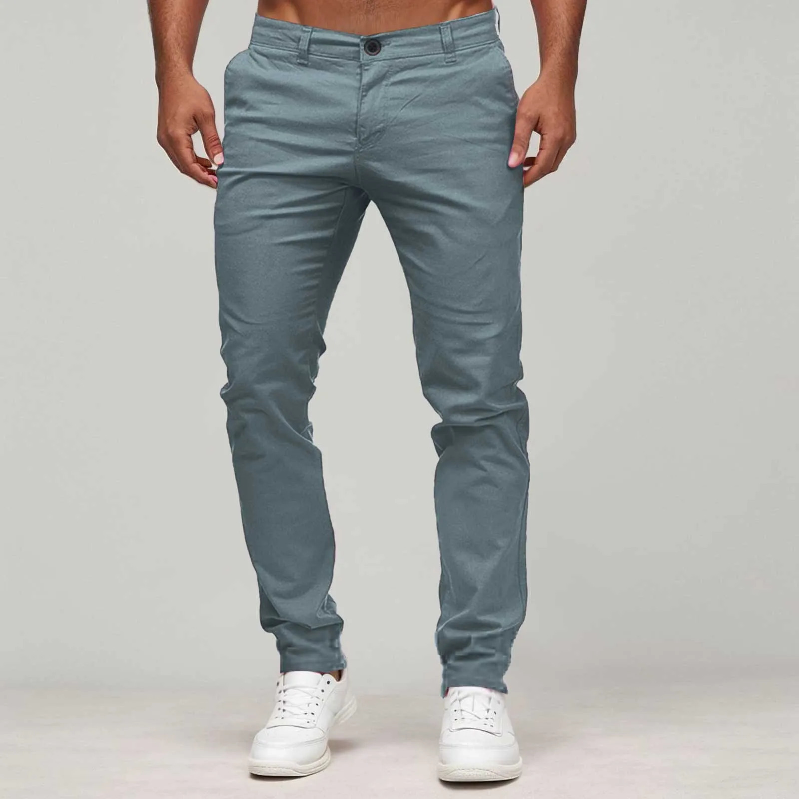 Orange Pants Mens Straight Slim Waist Trousers Casual Solid Color Pocket Fashion Mens Pants Spring Summer Versatile Pants 250408