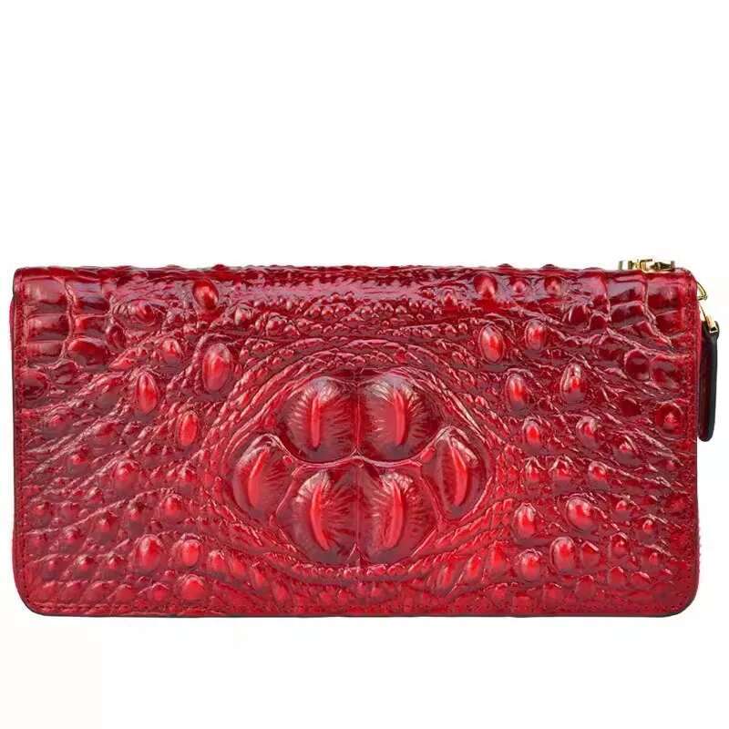 Crocodile Pattern Genuine Leather Woman Wallet Large Real Cow Leatther Purse Alligator Ladies Clutch Bag