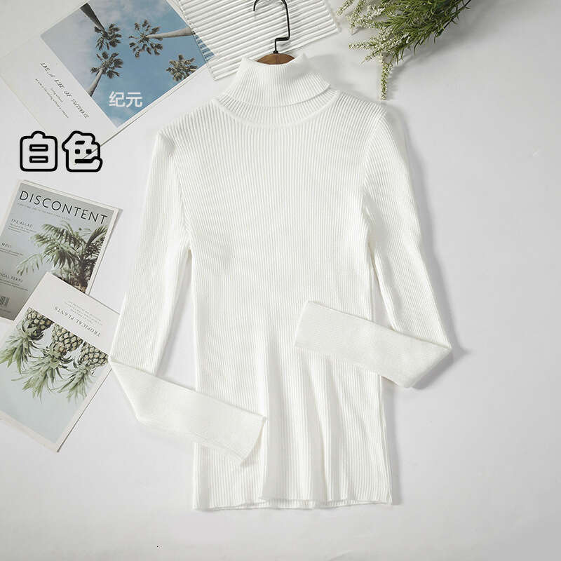 Base Shirt European and American 2025 Early Autumn Classic Versatile Elegant Pullover Knitted High Neck Sweater women's knitwear