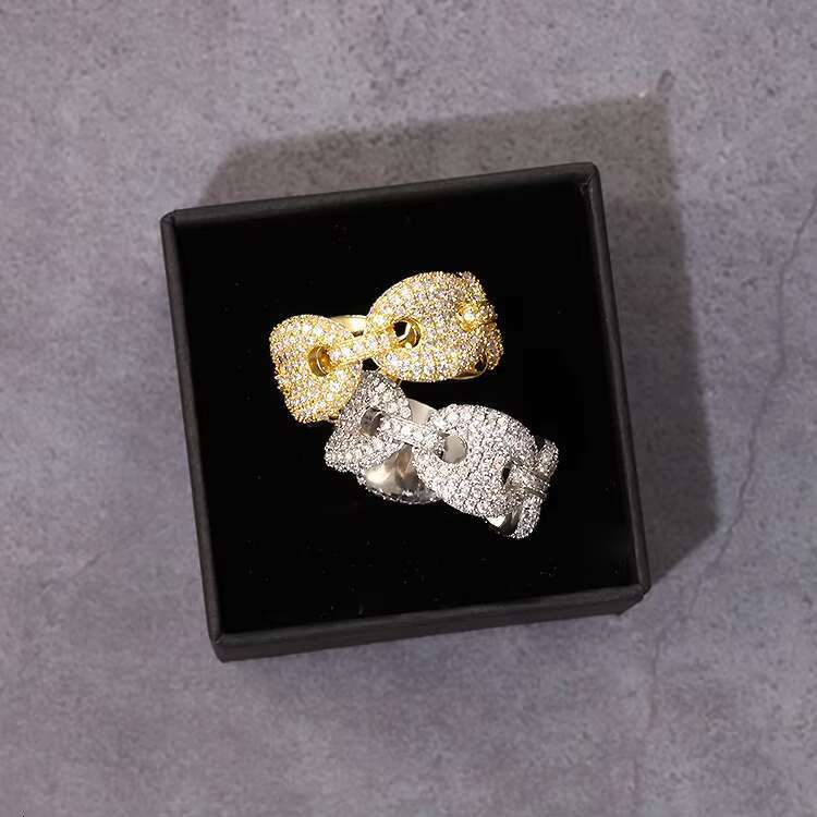 New Design 925 Sterling Silver Iced Out D/VVS Moissanite Diamond Cuban Diamond Ring for Hiphop Life