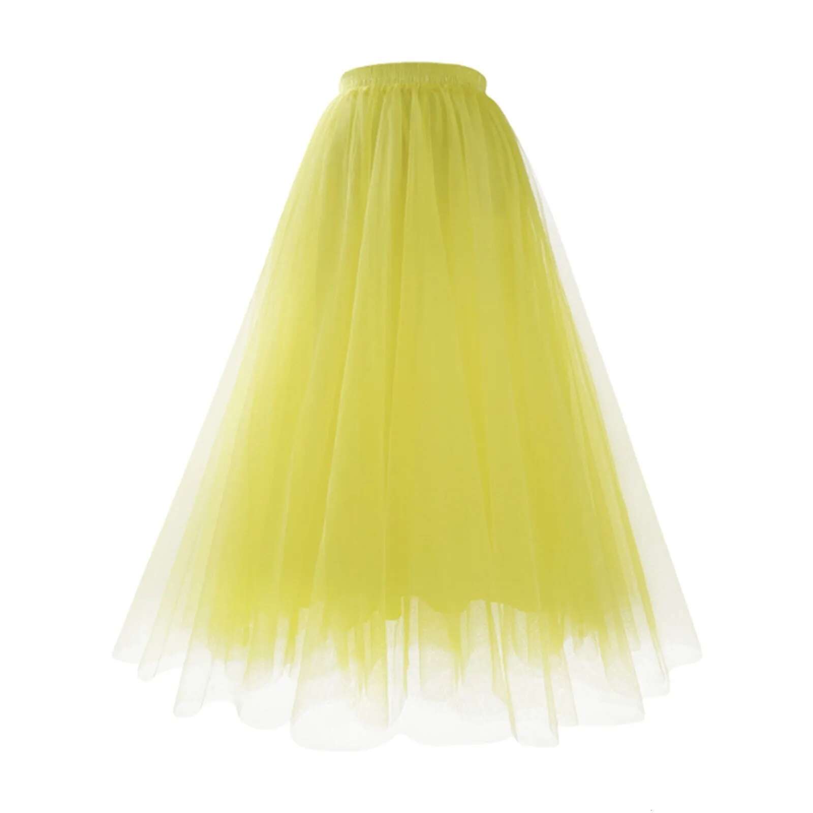 Dongdumaoyi Pink Long Maxi Tulle Skirt Spring Summer For Women Elastic Waist Pleated Mesh Floor Length Tutu Lady