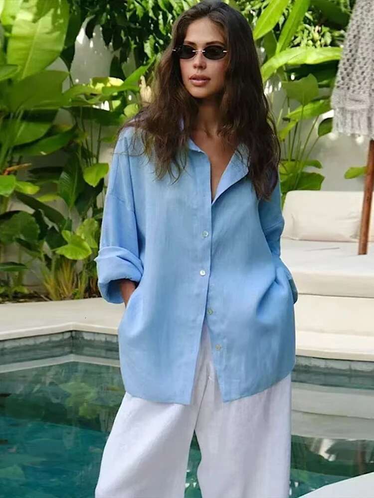 Fashion Loose Women's Long Sleeve Lapel Oversize Female Blouses 2025 Spring Summer Elegant Pink Cotton En Lady Shirts